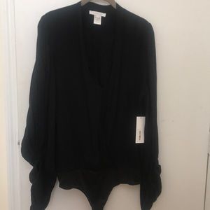 Black, flare sleeve bodysuit. Size large